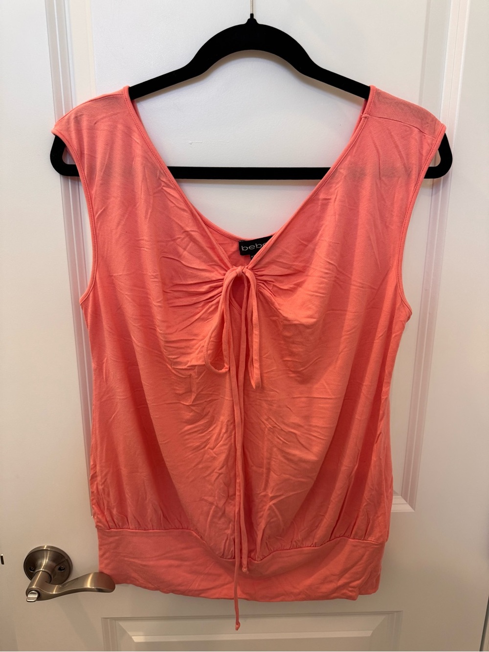 bebe Coral Tie-Front Sleeveless Tank
